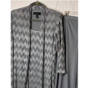 R&M Richards 2 Pc Metallic Pantsuit Set Silver Gray Plus 14W Formal Evening MOB